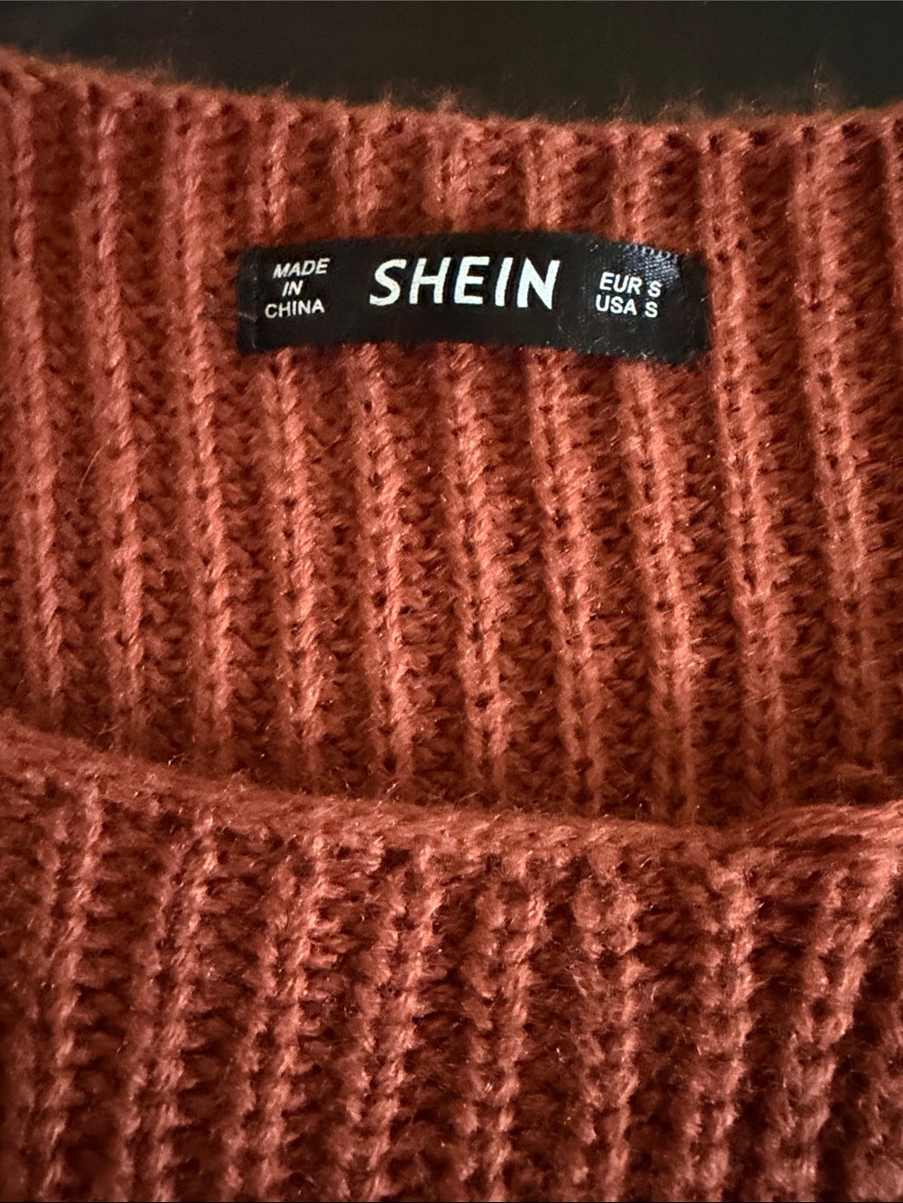 SHEIN Chestnut Ribbed Crewneck Sweater - Picture 2 of 3